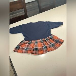 NEXT Navy Bear Long Sleeve Check Sweat Dress Size 3/4 Years